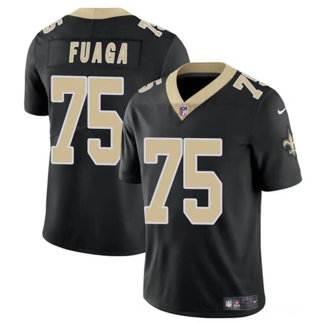 Men's New Orleans Saints #75 Taliese Fuaga Black 2024 Draft2024 Draft Vapor Limited Stitched Football Jersey